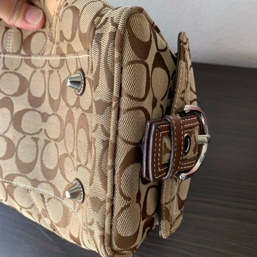 Coach Tan and Brown Signature Satchel - Picture 8 of 16